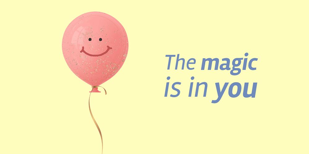 Pink balloon Twitter ad template, positive quote