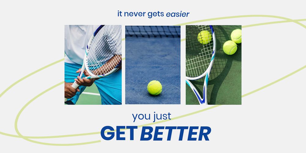 Motivational sports Twitter post template, tennis photo