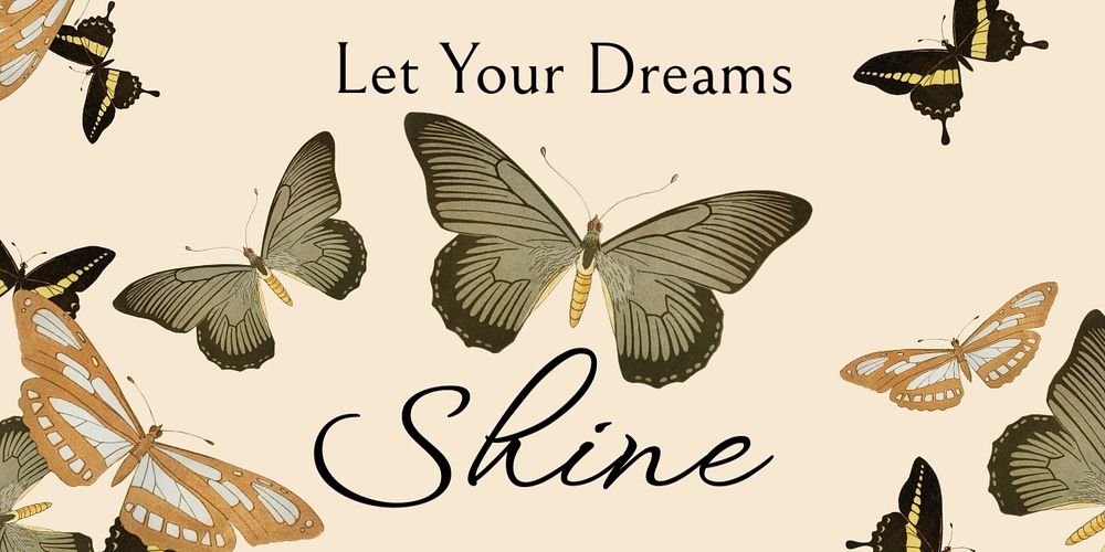 Vintage butterfly Twitter post template, editable text, famous Maurice Pillard Verneuil artwork remixed by rawpixel