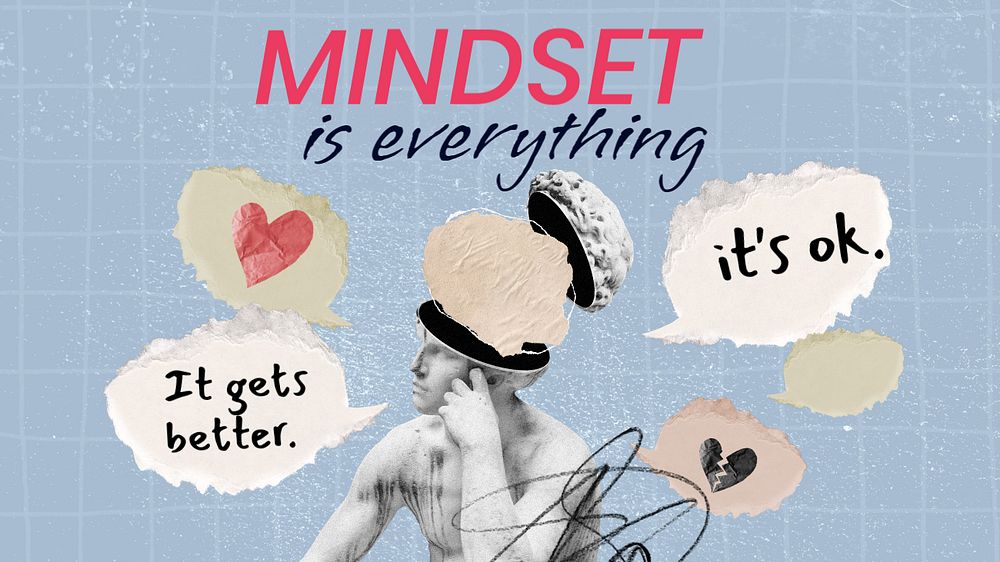 Mindset aesthetic PowerPoint presentation template, mental health remix design
