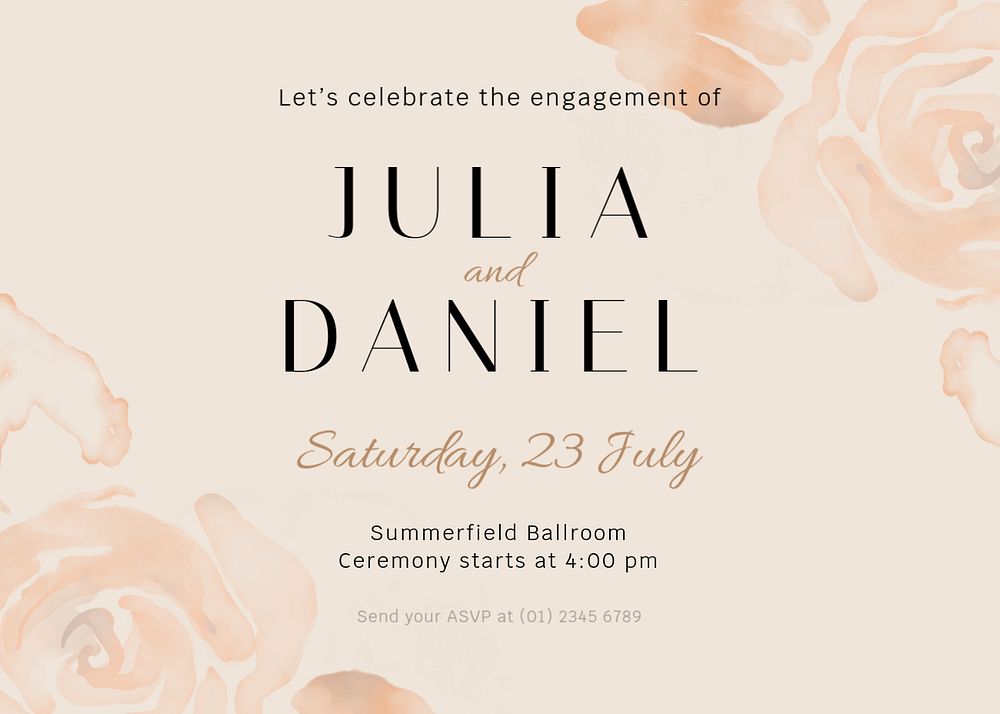 Wedding celebration invitation card template, watercolor aesthetic landscape design