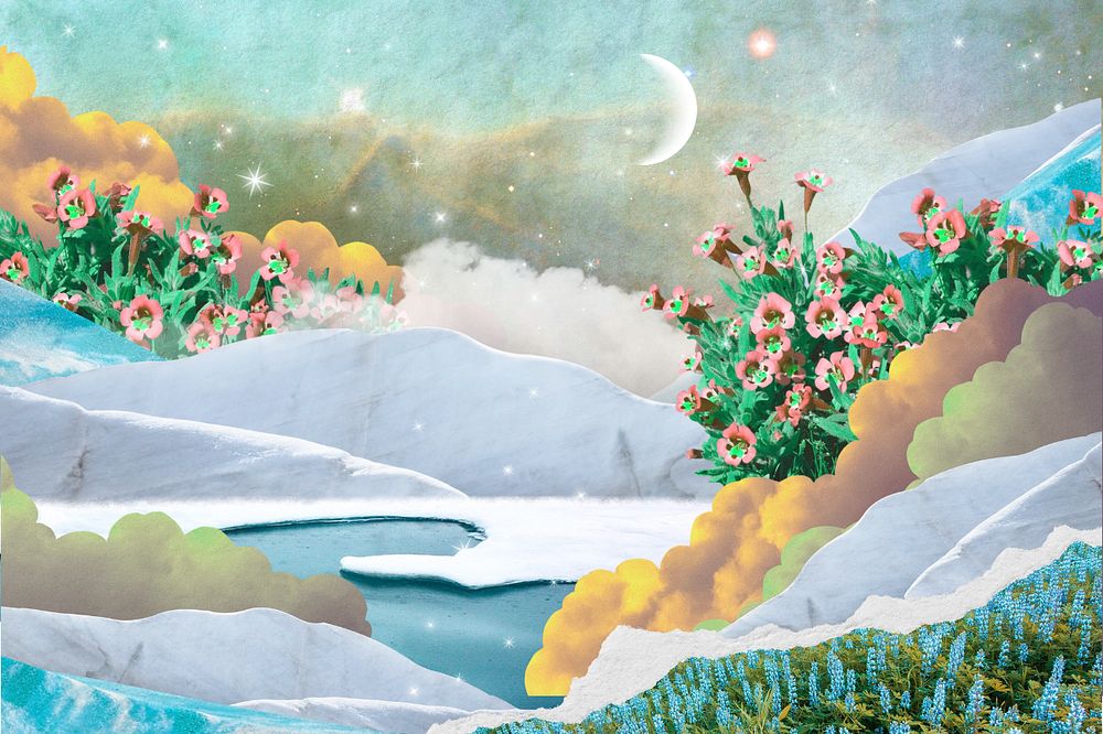 Surreal nature background, collage art design