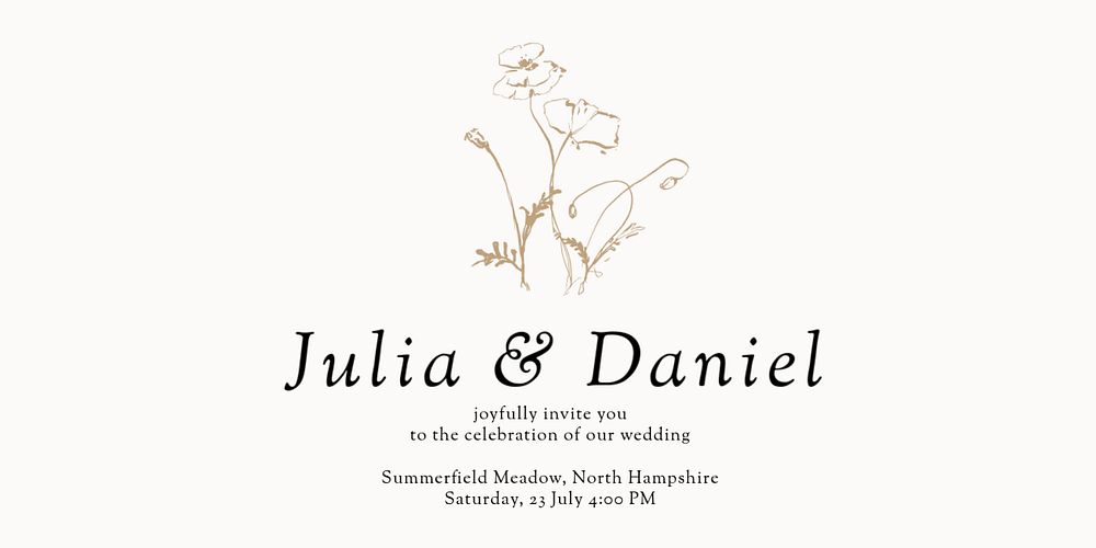 Flower wedding Twitter post template, minimal aesthetic