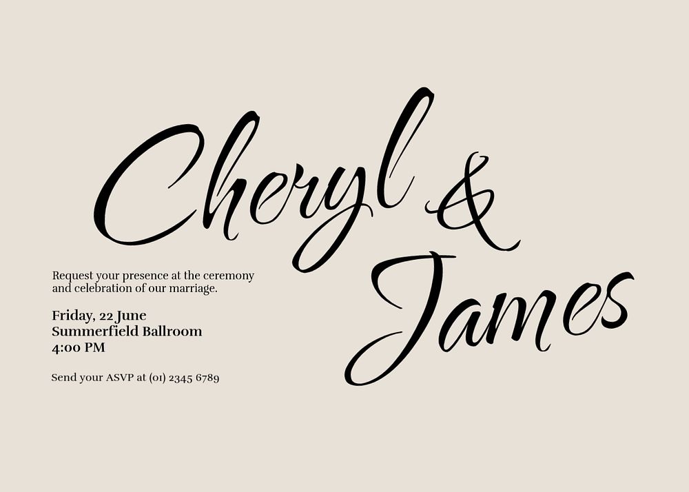 Wedding celebration Invitation card template, beige simple design