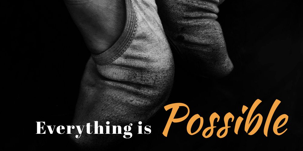 Motivational ballerina Twitter post template, everything is possible quote