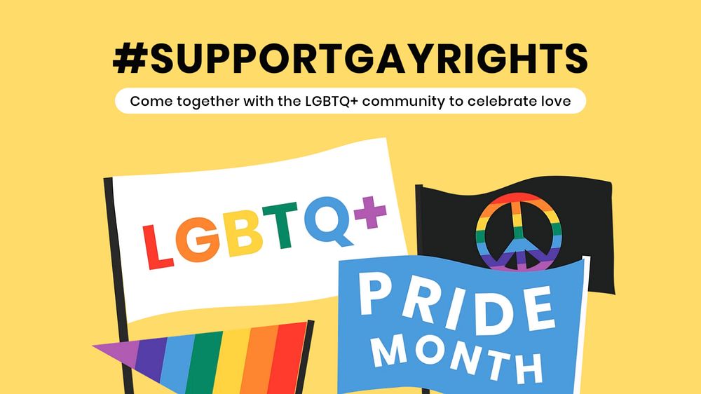 Support gay rights presentation template, LGBTQ, Pride Month campaign