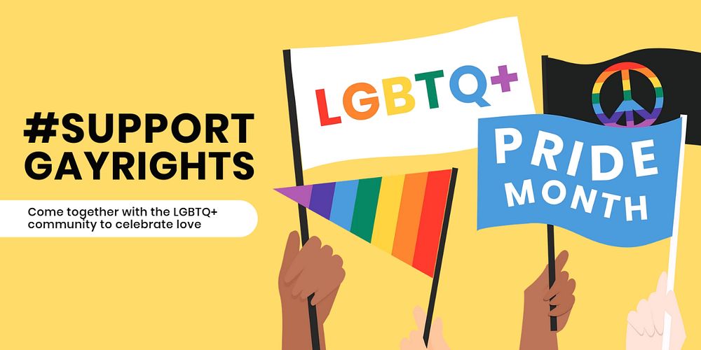 Gay rights Twitter post template, LGBTQ, Pride Month campaign