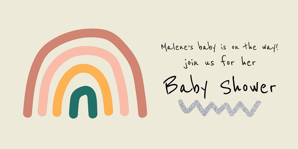 Rainbow baby shower template, pastel Twitter ad