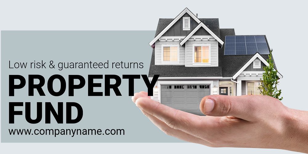 Property fund Twitter ad template, editable text