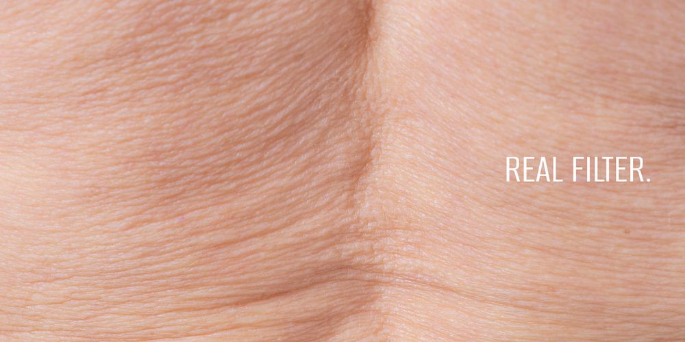 Real filter Twitter post template, old, wrinkled skin photo