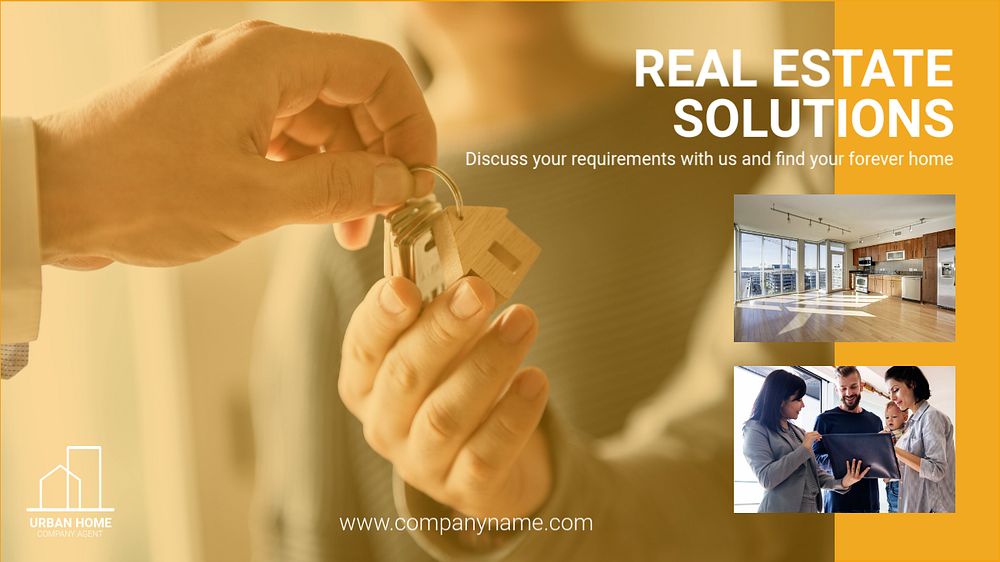 Property agent Powerpoint presentation template, editable advertisement