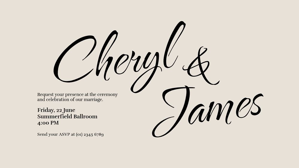 Wedding celebration PowerPoint presentation template, beige simple design