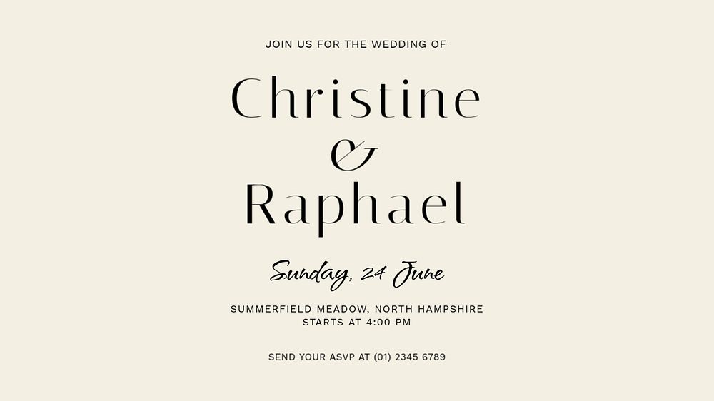 Beige wedding PowerPoint presentation template, simple design