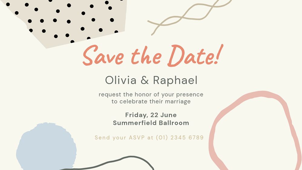 Memphis wedding PowerPoint presentation template, cute pastel design