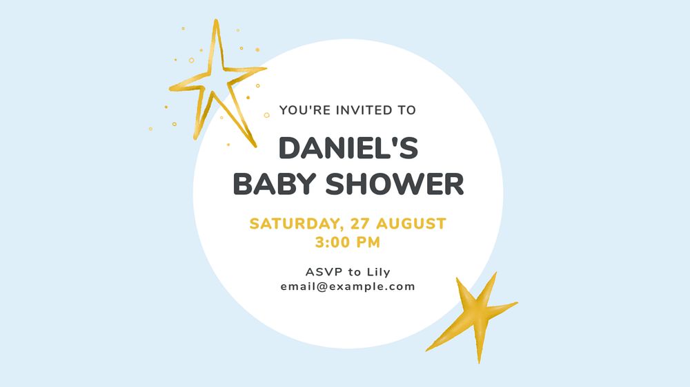 Blue baby shower template, cute pastel presentation slide