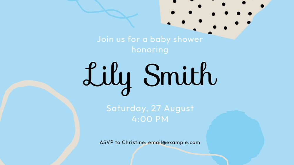 Blue memphis baby shower template, cute presentation slide