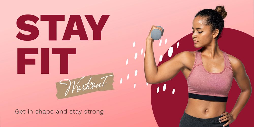 Exercising woman Twitter post template, fitness campaign 