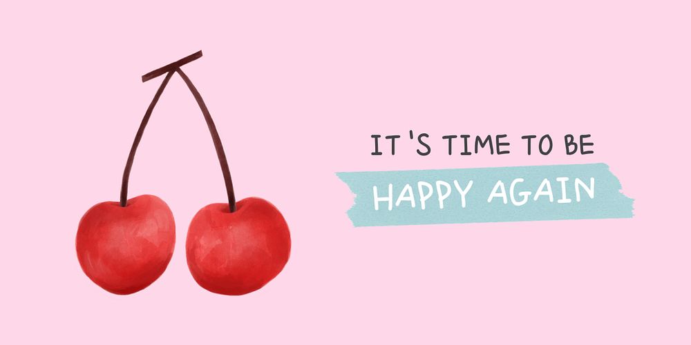 Cute cherry twitter post template, watercolor design