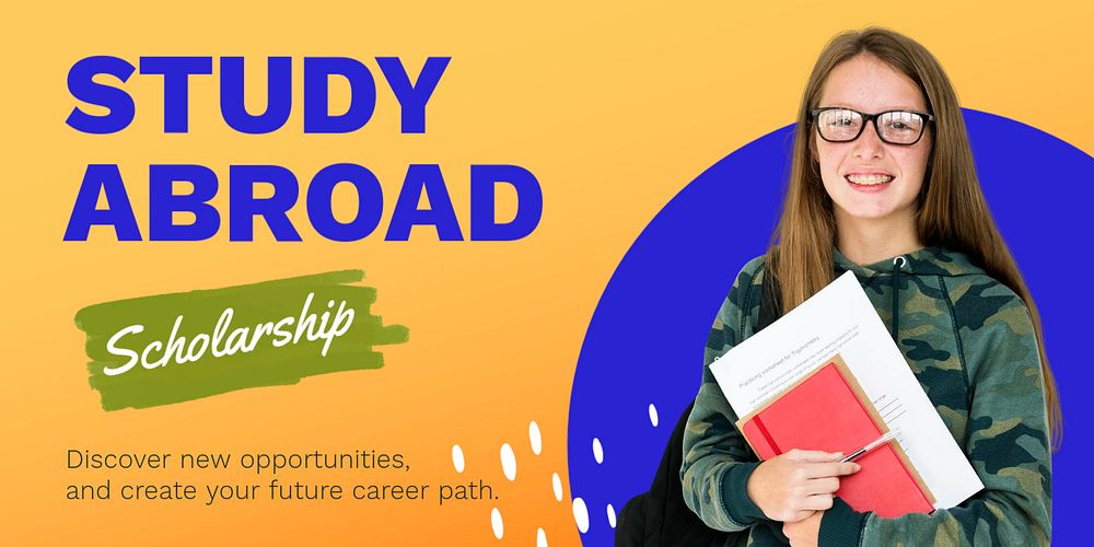 Study abroad Twitter post template, educational campaign