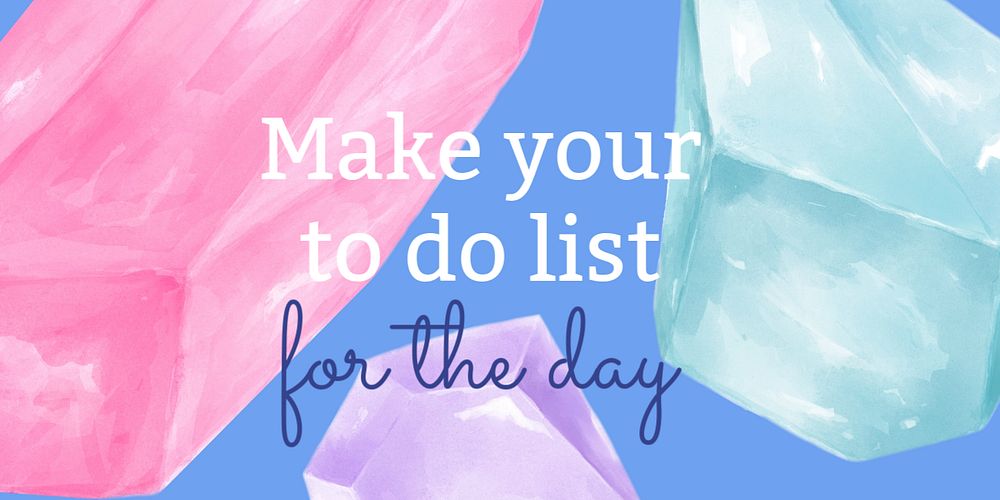 Aesthetic crystals twitter post template, watercolor design 