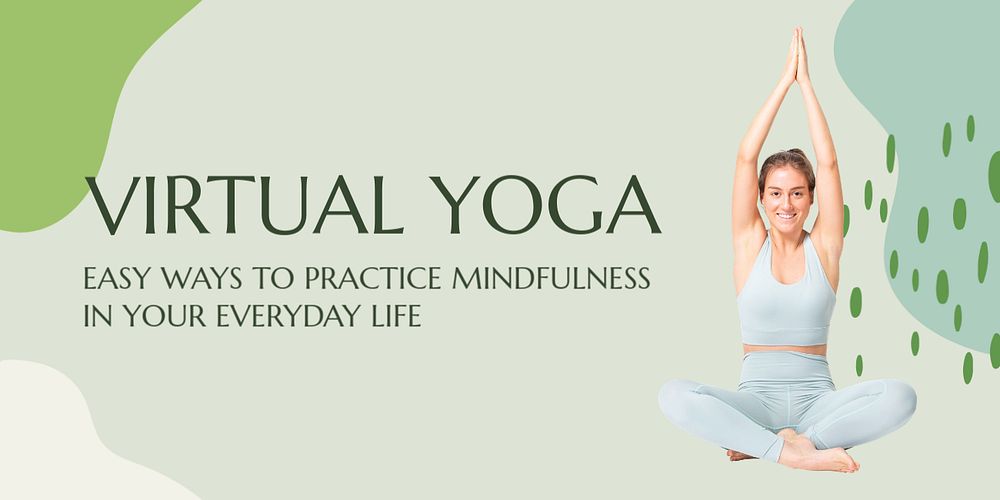 Virtual yoga Twitter post template, editable text