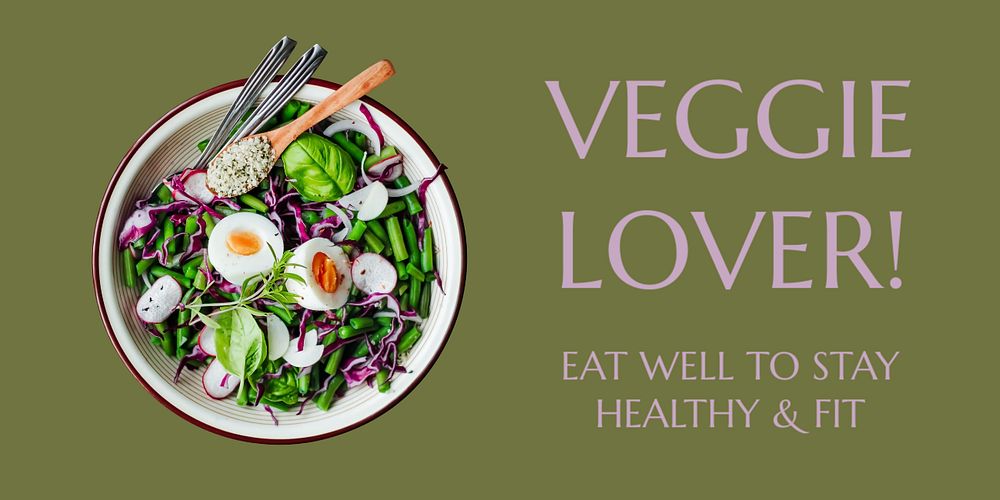 Healthy lunch Twitter post template, editable text