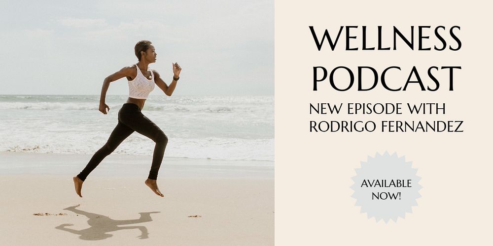 Wellness podcast Twitter post template, editable text