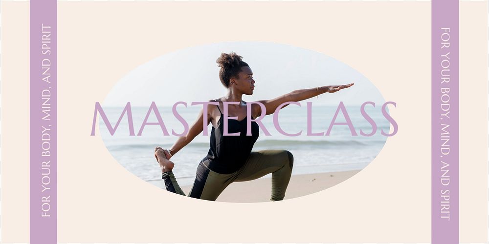 Yoga masterclass Twitter post template, editable text