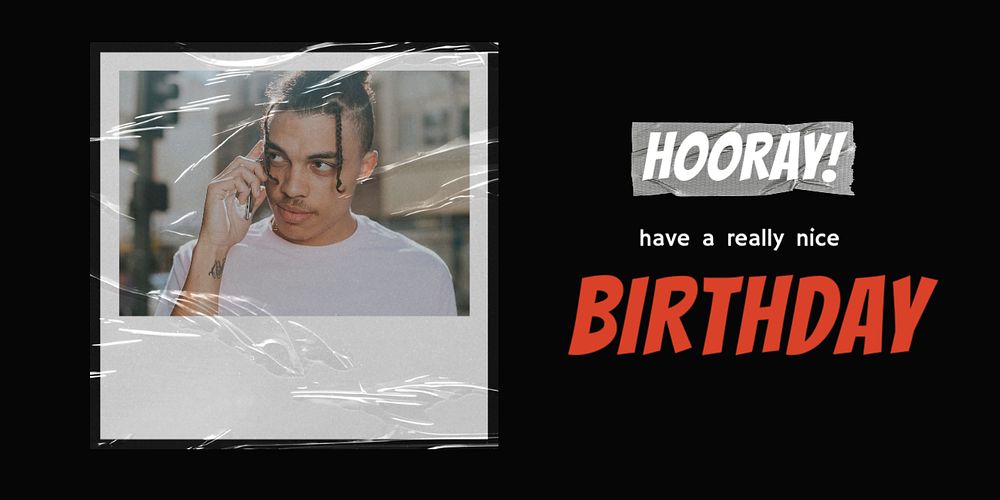 Instant film Twitter post template, birthday greeting card