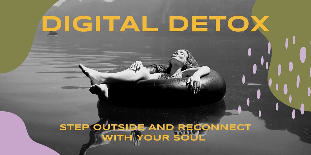 Digital detox Twitter post template, editable text