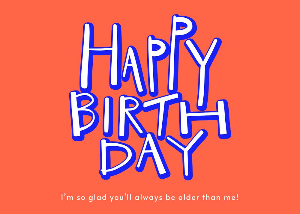 Birthday greeting card template, colorful typography