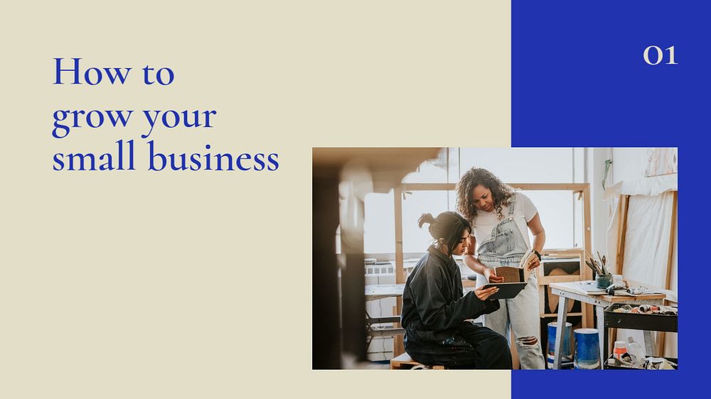 Business marketing PowerPoint presentation template, women photo