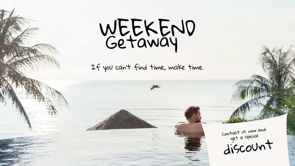 Weekend getaway blog banner template, travel editable design