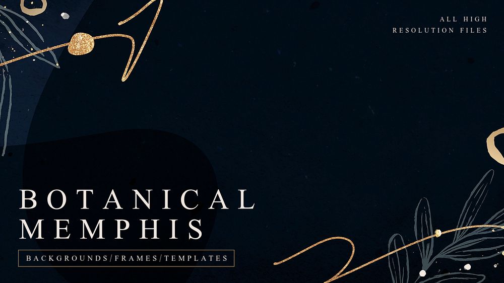 Botanical memphis blog banner template, black design