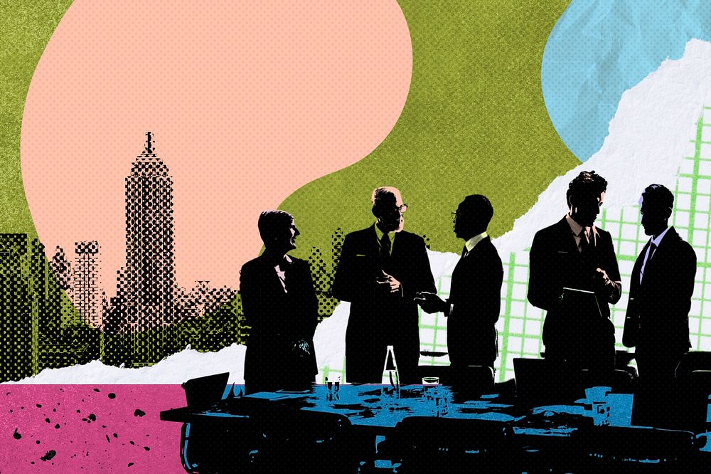 Business people background, colorful design, remix media design