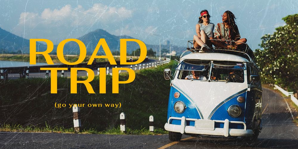 Road trip Twitter post template, travel design