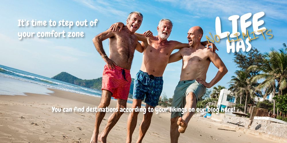 Senior travel Twitter post template, summer vacation