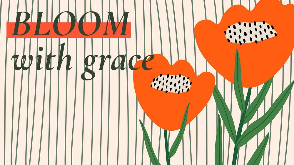 Retro flower desktop background template, editable text