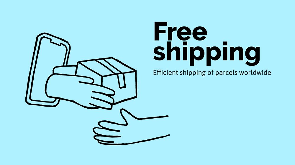 Delivery service PowerPoint template, cute doodle 