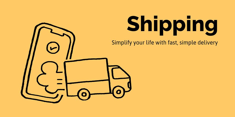 Shipping service Twitter post template, cute doodle 