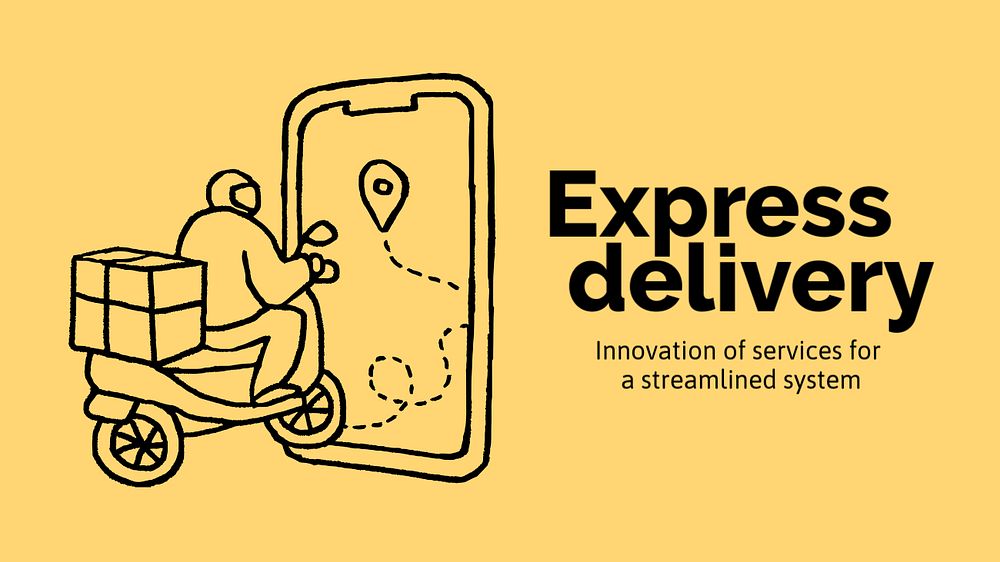 Express delivery PowerPoint template, cute doodle 