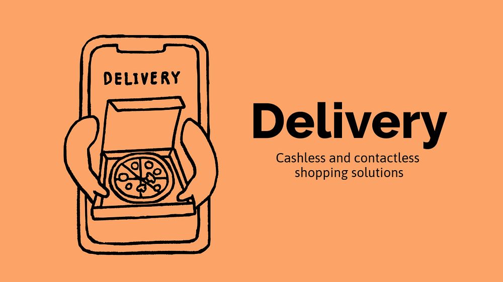 Food delivery presentation template, cute doodle 