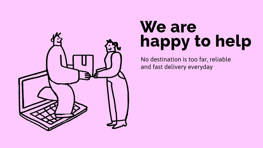 Delivery service presentation template, cute doodle 