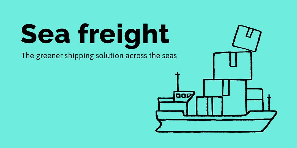 Sea freight Twitter post template, cute doodle 