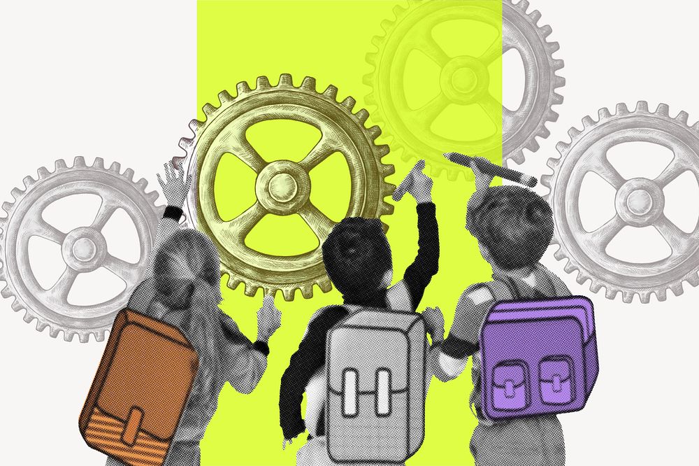 Personalized learning collage element, education color pop design