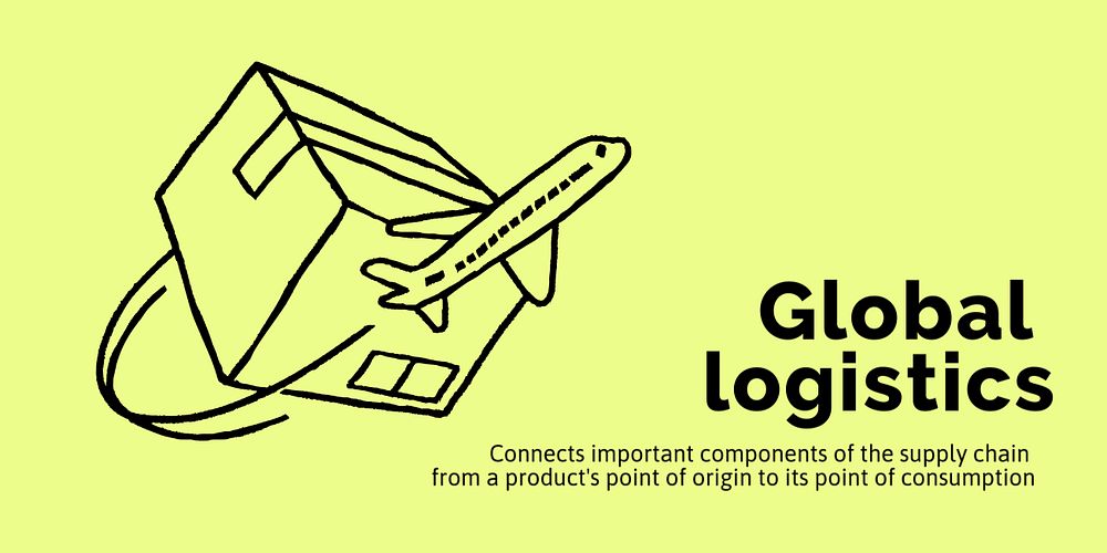 Global logistics Twitter post template, cute doodle 