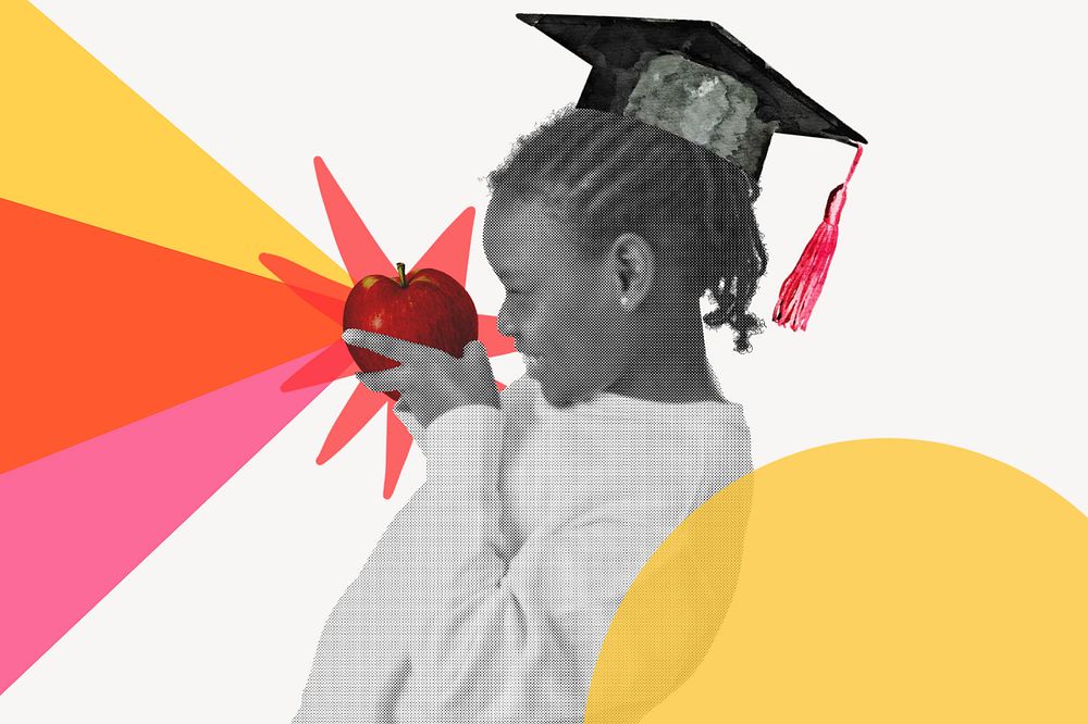 Kid learning collage element, education color pop design