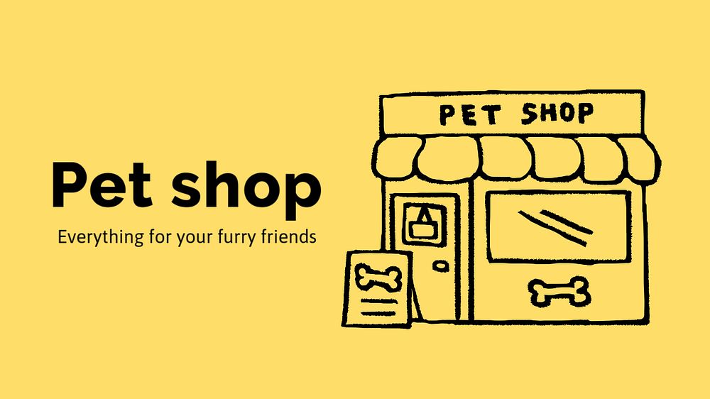 Pet shop Google Slide template, cute doodle 