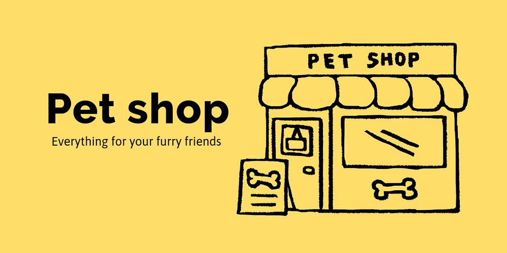 Pet shop Twitter post template, cute doodle 