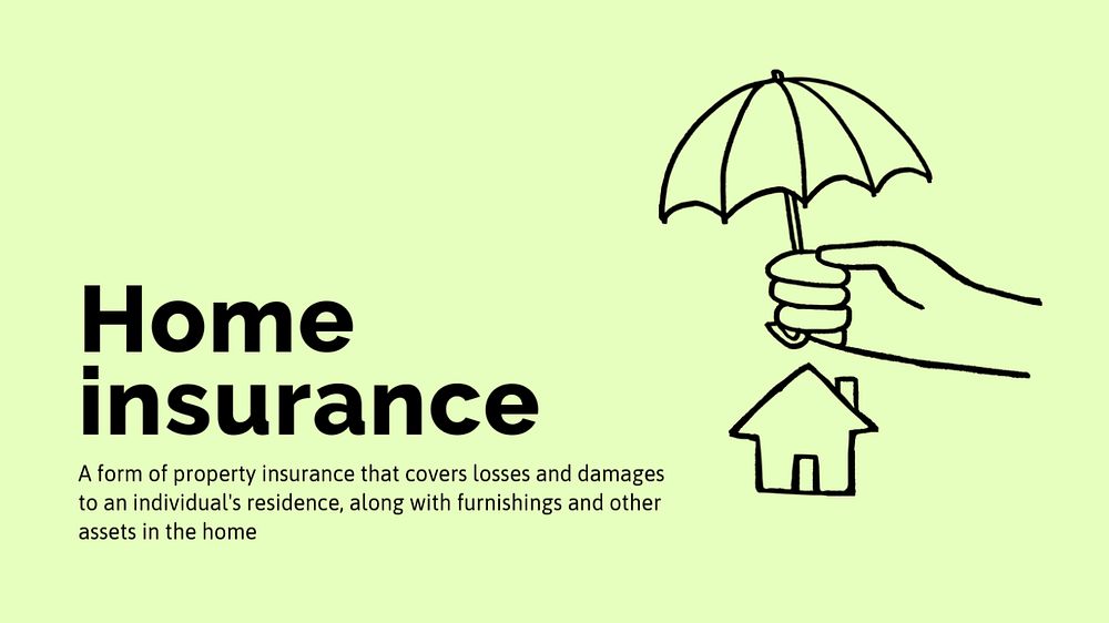 Home insurance presentation template, cute doodle